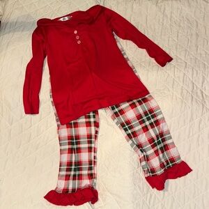 ROYAL STANDARD MANSFIELD PLAID RUFFLE SLEEP PANTS & RED TOP GIRLS M (8)
